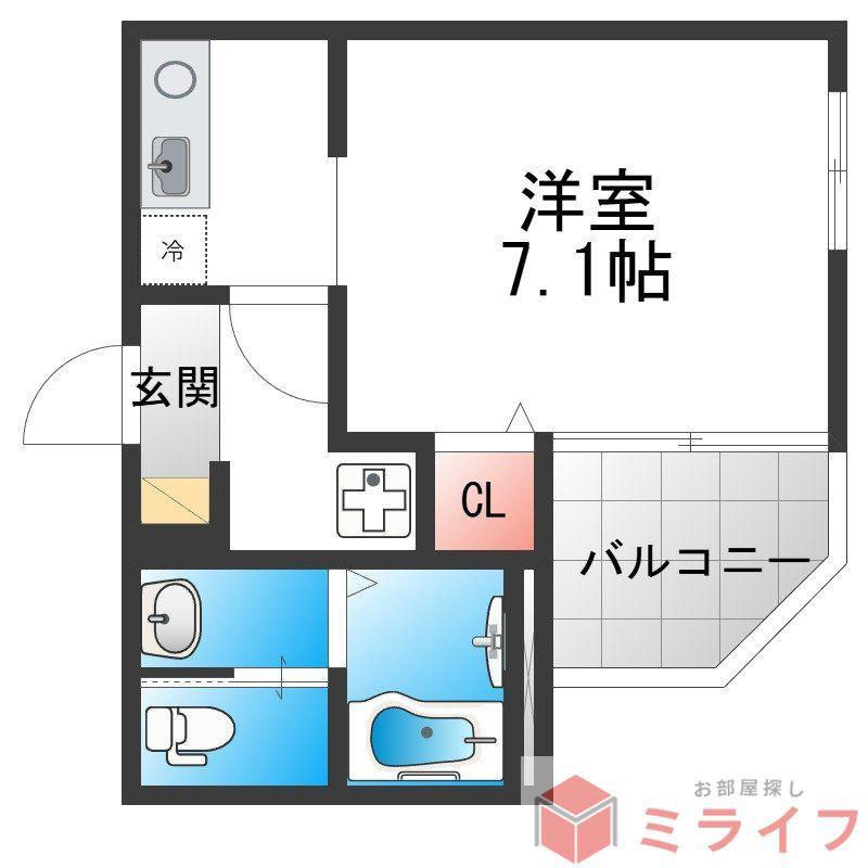 MELDIA大蓮I(1K/1階)の間取り写真