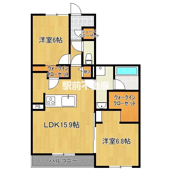 クインス ベル(2LDK/3階)の間取り写真