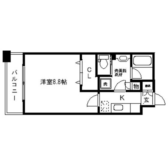 リビングステージ木町通(1K/3階)の間取り写真