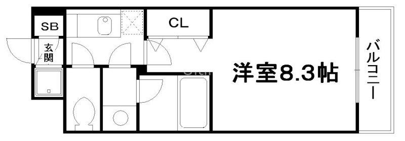 べラジオ京都東山II(1K/1階)の間取り写真