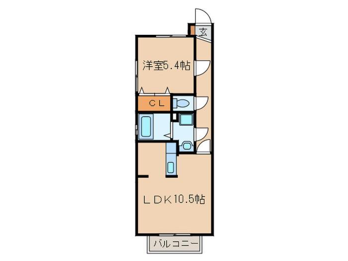 アヴィオン(1LDK/2階)の間取り写真
