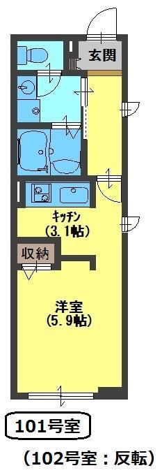 ネスト甲子園(ワンルーム/1階)の間取り写真