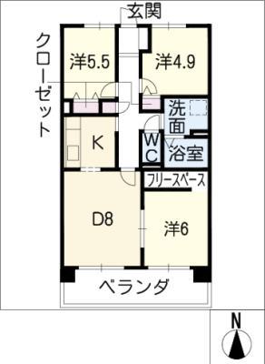 サンコート桃花台 C棟(3LDK/7階)の間取り写真