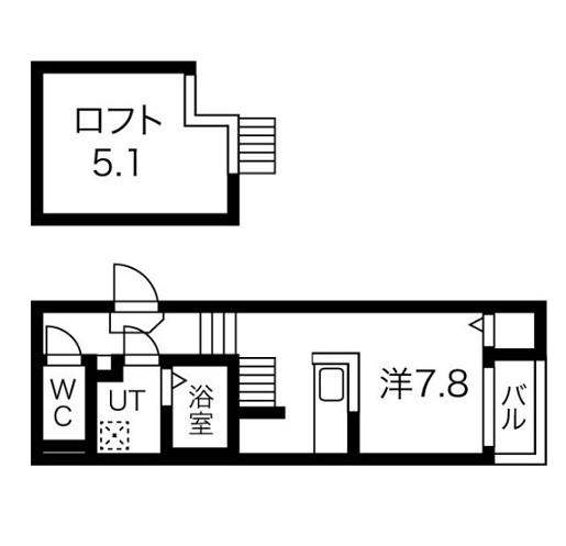 カーサ フェリーチェW(1K/2階)の間取り写真