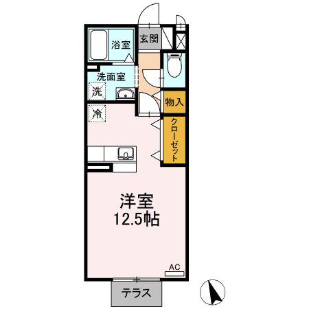 BELLE COURT(ワンルーム/1階)の間取り写真