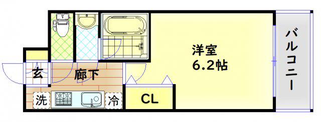 スプランディッド難波(1K/5階)の間取り写真