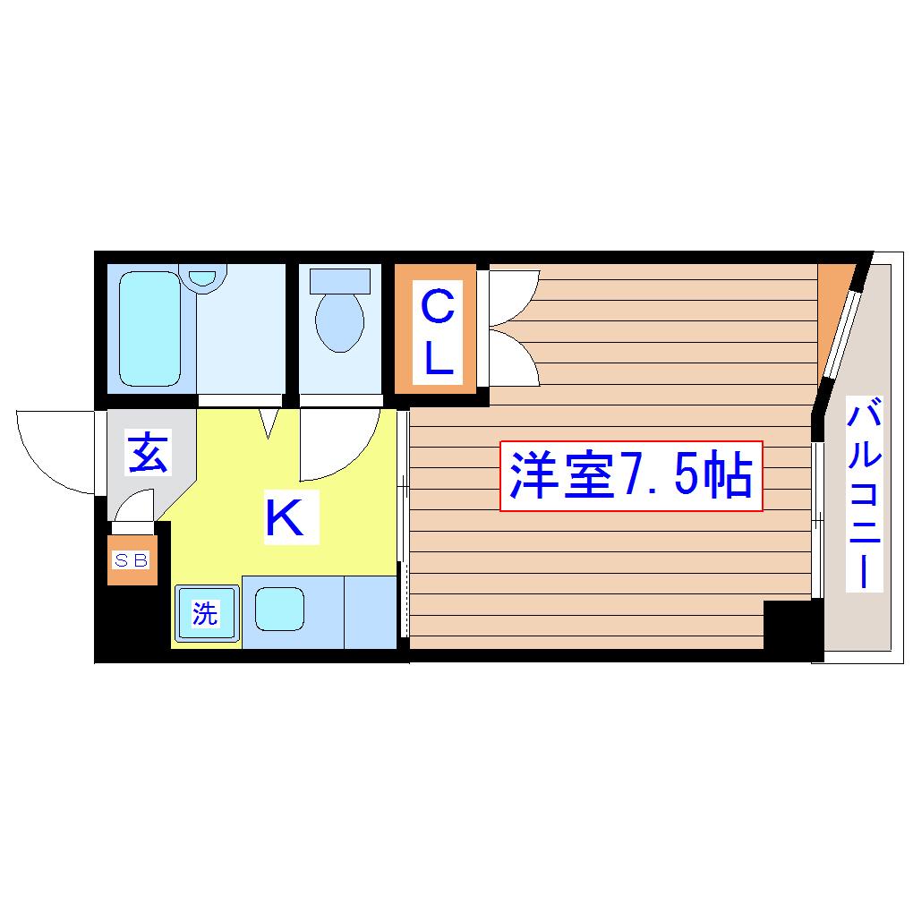 旭コンフォート越路(1K/4階)の間取り写真