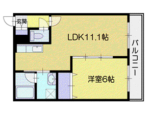シーサイドガーデン銭函(1LDK/4階)の間取り写真