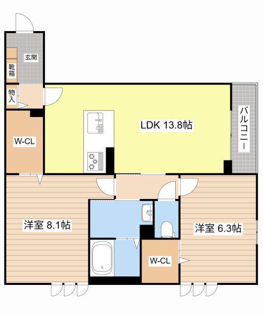 エクセルVI(2LDK/2階)の間取り写真