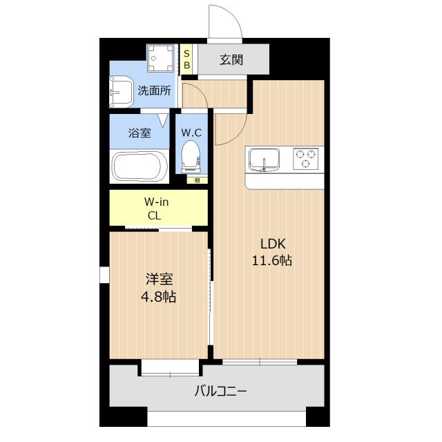 LIBTH熊本駅南(1LDK/10階)の間取り写真