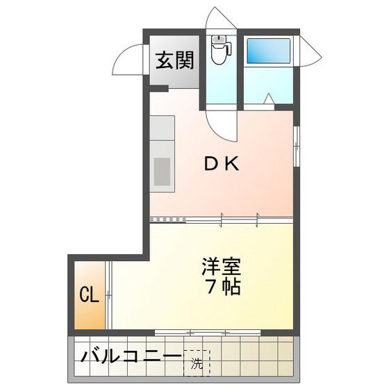 第一住建ビル(1DK/4階)の間取り写真