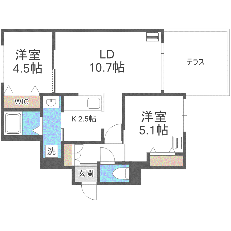 RESIDENCE SHINMEI新道東(2LDK/1階)の間取り写真