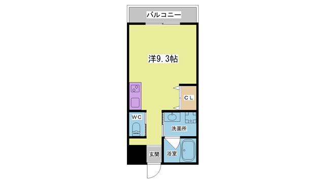 リリーセノラ(1K/3階)の間取り写真