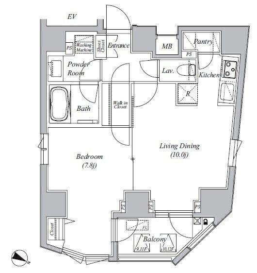 CASA SPLENDIDO LA PLUS 元赤坂(1LDK/9階)の間取り写真