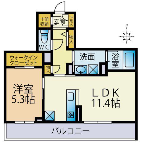 アイゾーン末広(1LDK/3階)の間取り写真
