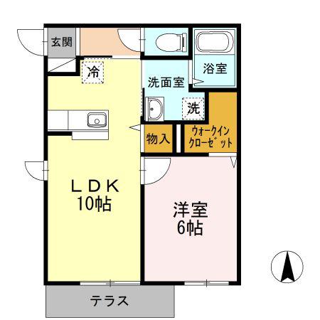 フリューゲルハウス(1LDK/1階)の間取り写真