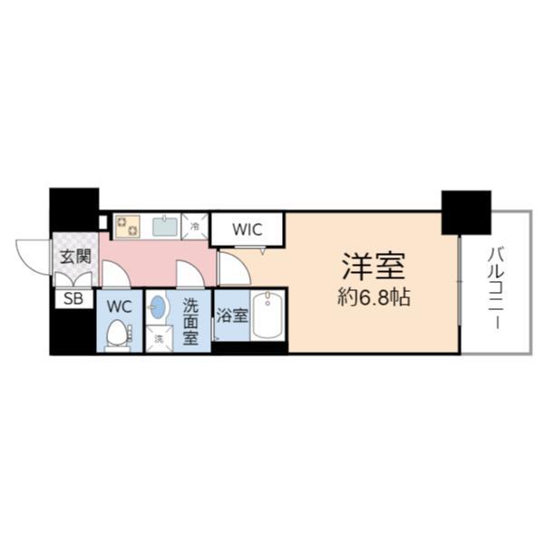 レジュールアッシュ桜宮リバーテラス(1K/1階)の間取り写真