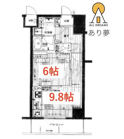 フェリズ横浜関内(1LDK/7階)の間取り写真