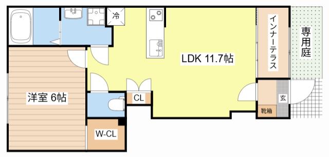 コート テネレ(1LDK/1階)の間取り写真