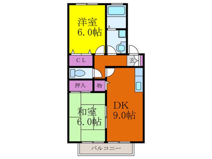 ドミールシャルマン(2DK/2階)の間取り写真