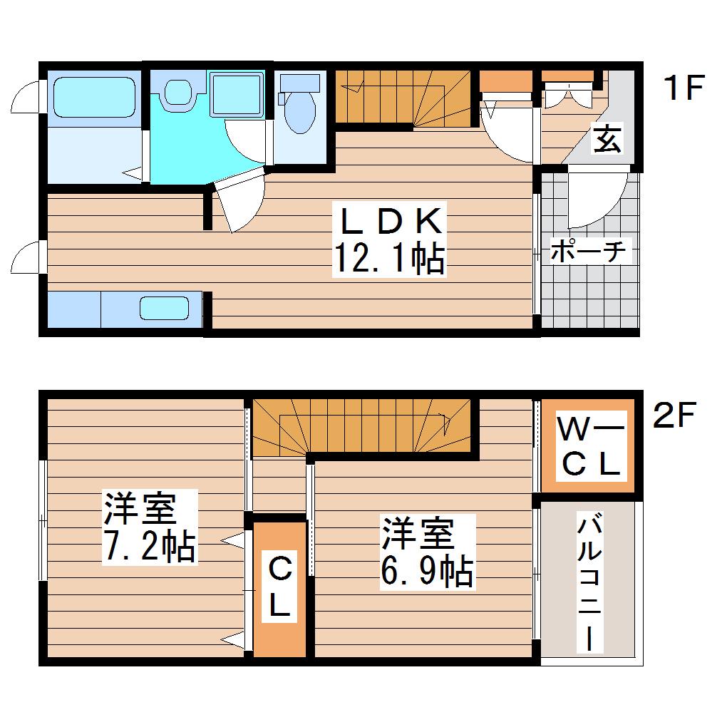 イーストテラス(2LDK/1階)の間取り写真