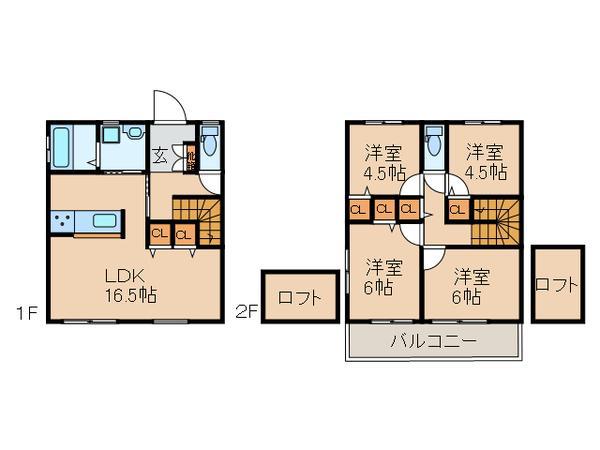 小倉6丁目戸建(4LDK/1階)の間取り写真