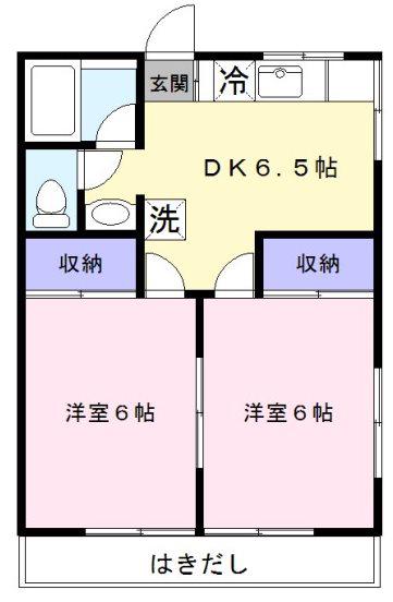 セゾンドミールA(2DK/1階)の間取り写真