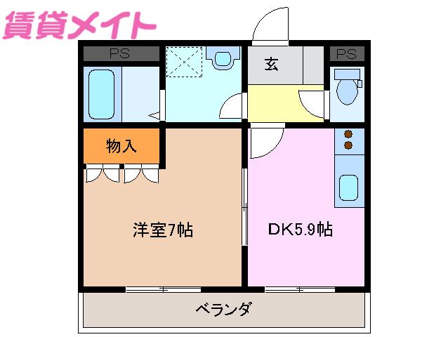 サクセス(1DK/2階)の間取り写真