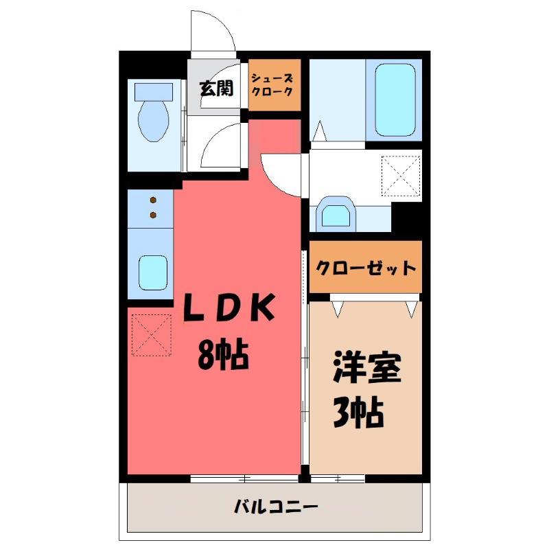 サンボナール新前橋(1LDK/1階)の間取り写真