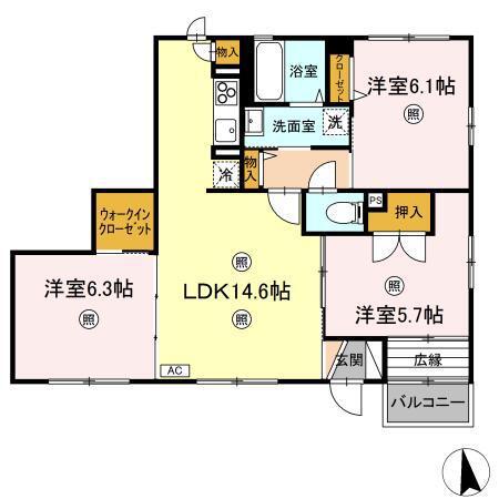 ハイツしのぶ(3LDK/1階)の間取り写真