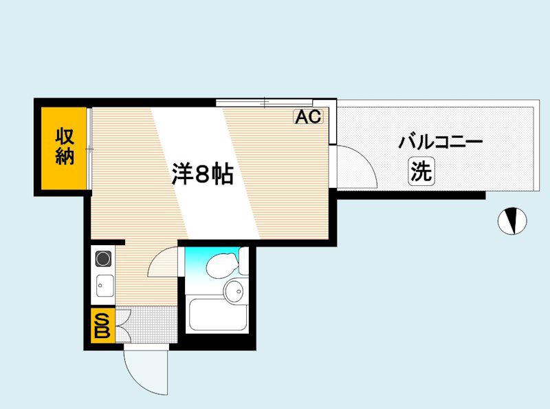C-COM(ワンルーム/2階)の間取り写真