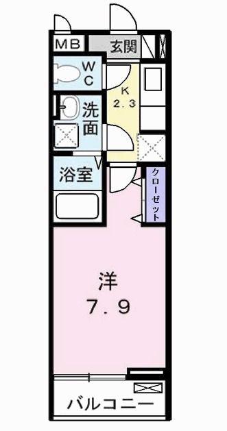 プロスぺリテII(1K/3階)の間取り写真