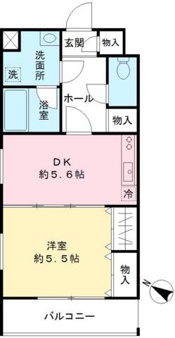 フィシオ橋本(1DK/2階)の間取り写真