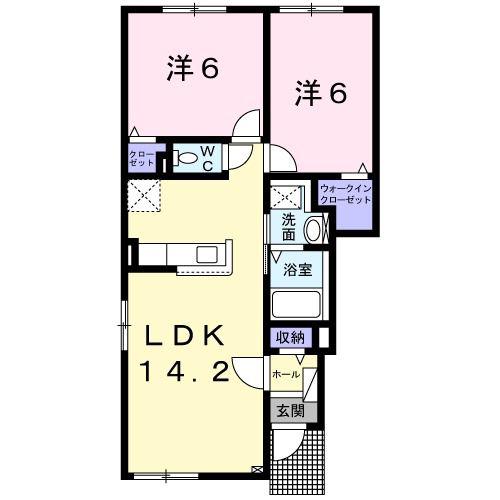 ミナーヴァ(2LDK/1階)の間取り写真