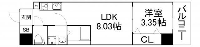 コートエスト都島(1LDK/3階)の間取り写真