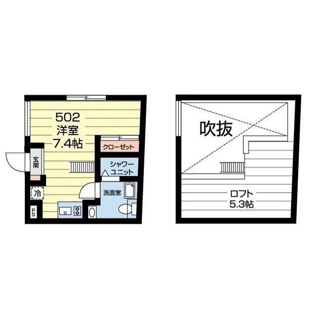 フーゴ四谷(ワンルーム/5階)の間取り写真