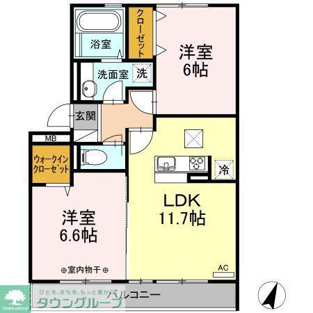LE BELIER(2LDK/1階)の間取り写真