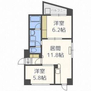 サムティ学園前(2LDK/5階)の間取り写真