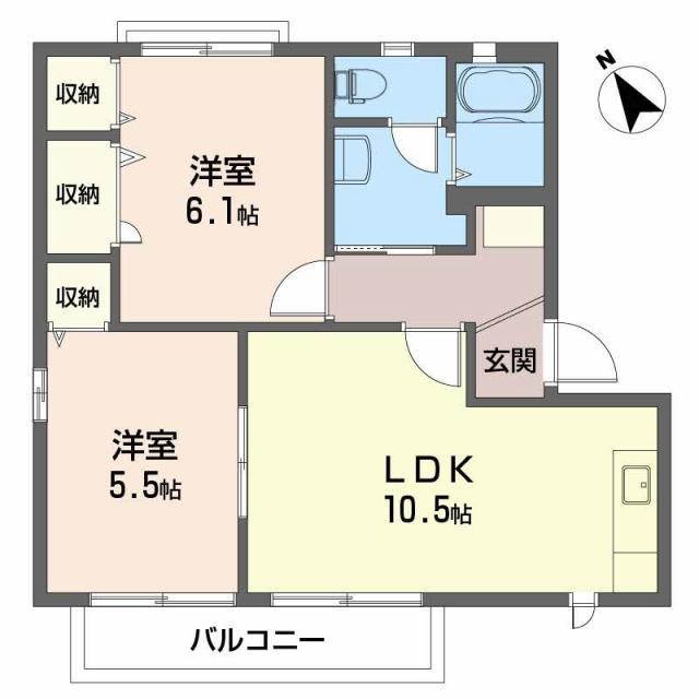 グランシード神越 A棟(2LDK/1階)の間取り写真