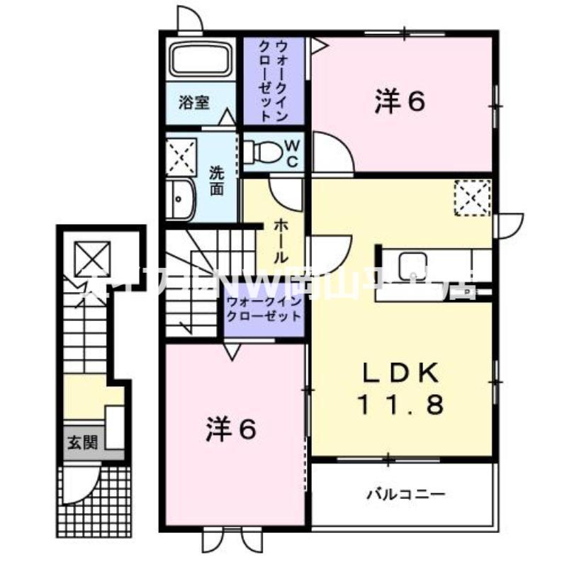 アルモニー中野B(2LDK/2階)の間取り写真