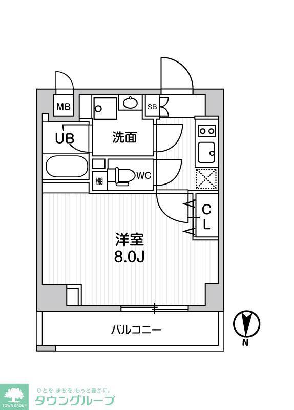 ALTERNA菊川II(1K/4階)の間取り写真