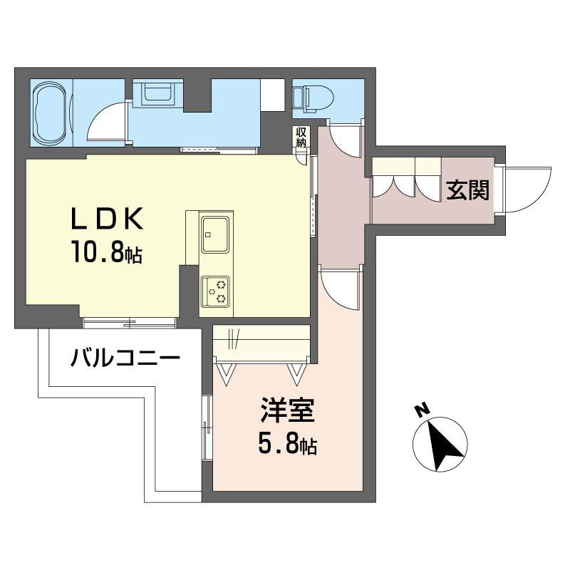 リラフォート本八幡(1LDK/3階)の間取り写真
