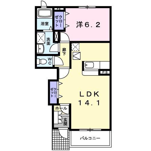 ポラリス(1LDK/1階)の間取り写真