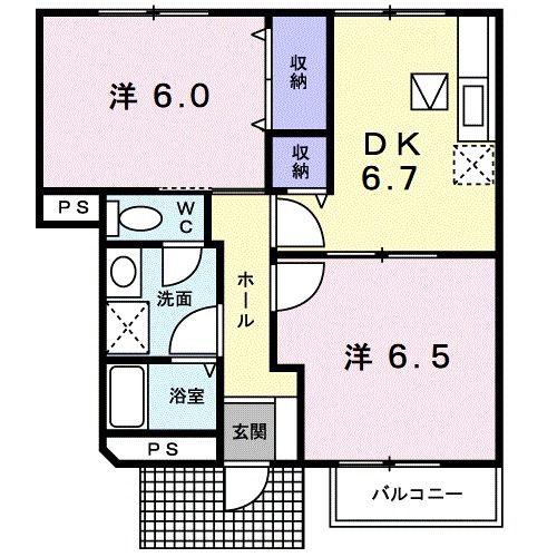 クレストールエム(2DK/1階)の間取り写真