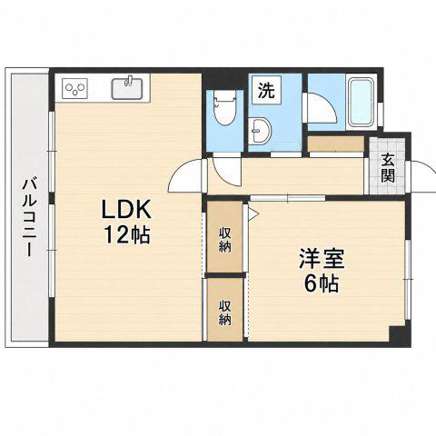 第一サンハイツ五条(1LDK/5階)の間取り写真