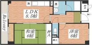 ミモザの館(2DK/1階)の間取り写真