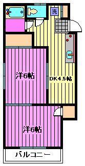 メゾンドトキワ(2DK/2階)の間取り写真