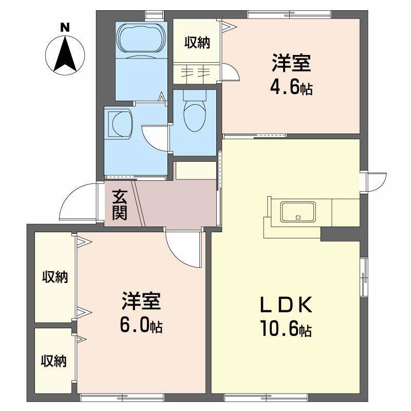 シャーメゾン藍住 D棟(2LDK/1階)の間取り写真