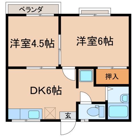タカコーポクキタ(2DK/1階)の間取り写真