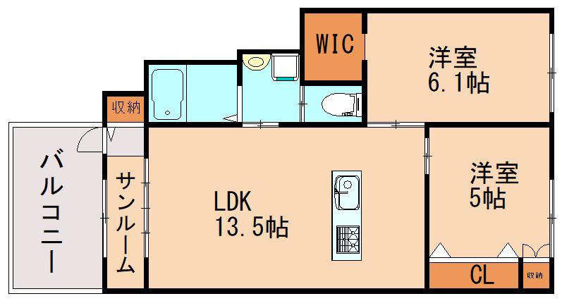 GRANDIR(2LDK/1階)の間取り写真